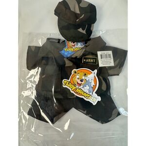 Teddy Mountain 8 Inch Plush Army Green Camouflage Outfit with Hat 2311 NEW